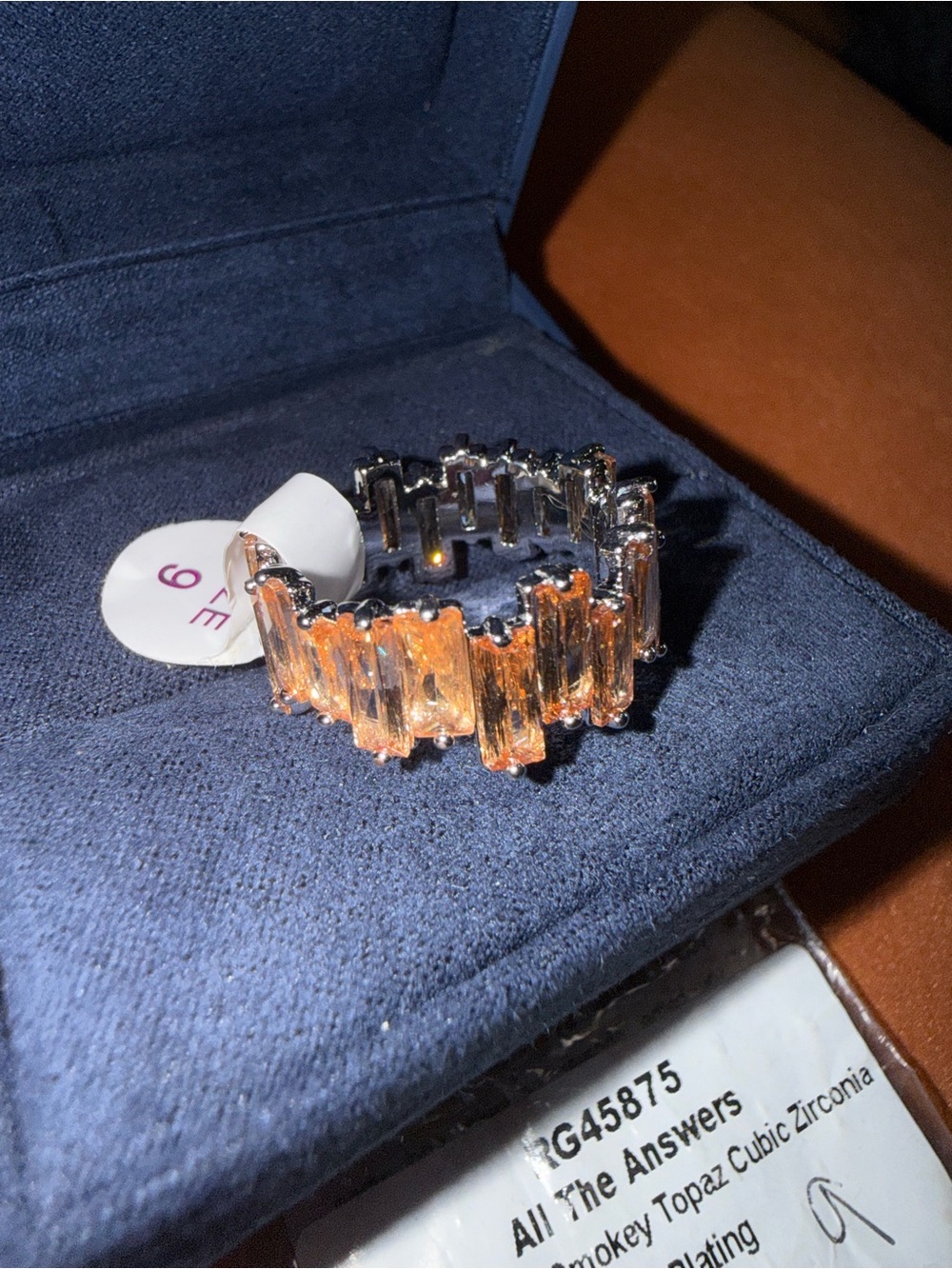 Bomb Party “All The Answers” RG45875 Smokey Topaz Rhodium Size 9 Ring